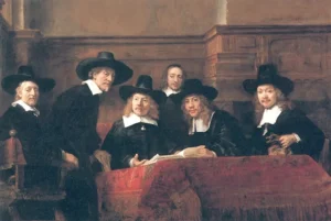 The Syndics – Formal Gathering – Textured Canvas hand-painted oil painting by DafenArts