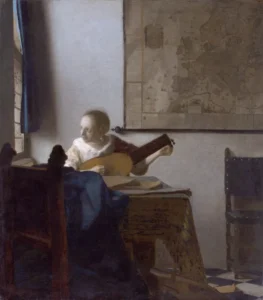 Woman with a lute – Serene – Hand-Painted Oil