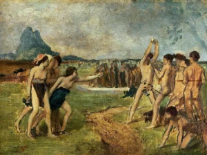 Young Spartans Exercising – Athletic – Textured Canvas