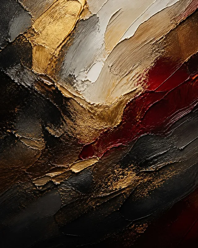 Bespoke contemporary abstract oil painting, heavy dimensional palette knife textures, customized luxury hotel boardroom art