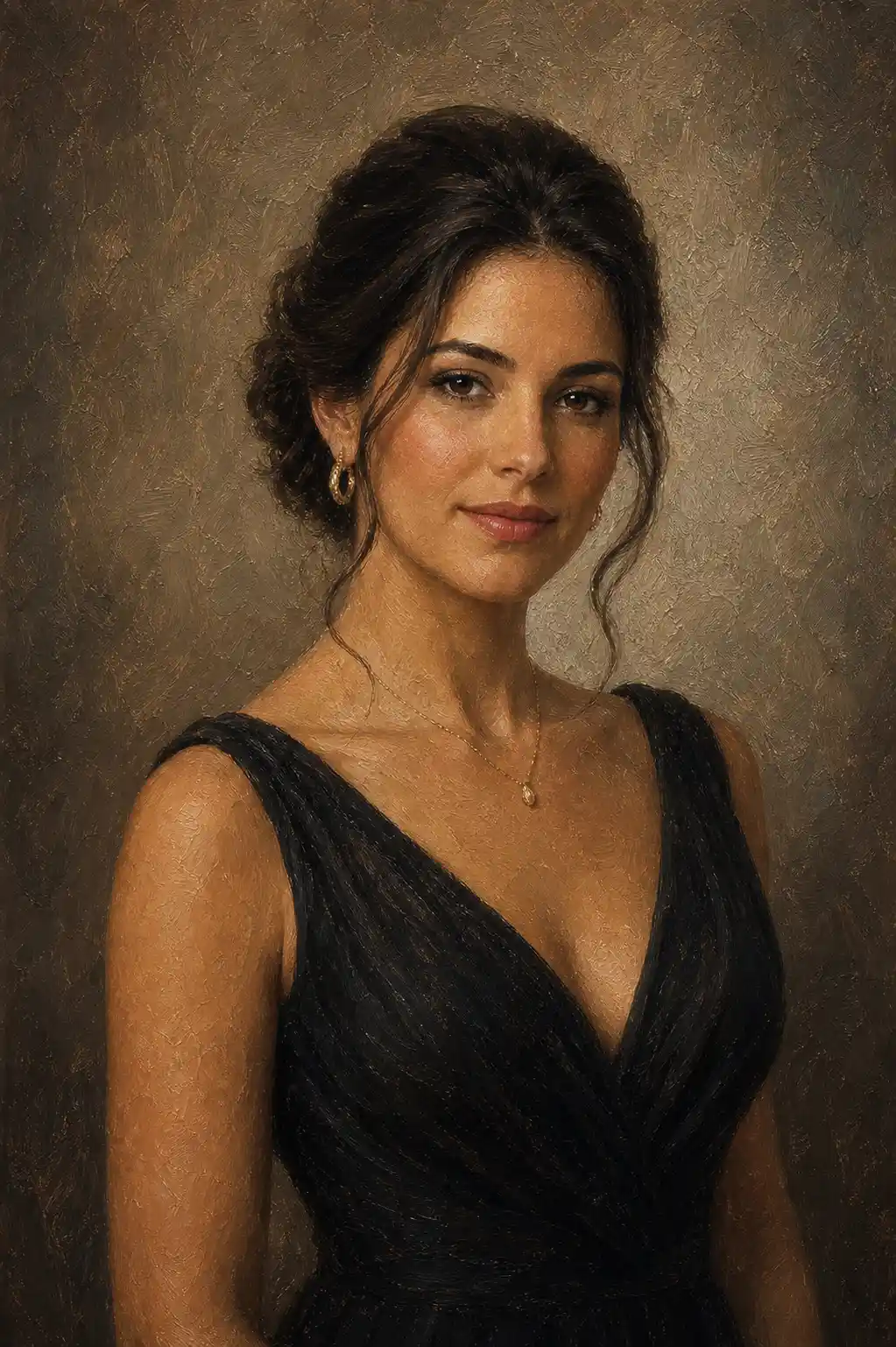 Classic elegant woman custom oil portrait