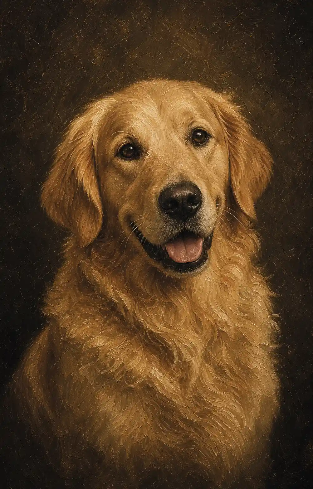 Custom pet portrait golden retriever oil painting