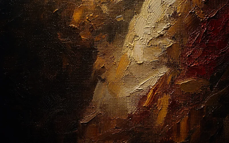 Close-up impasto brushwork texture on a hand-painted oil painting canvas