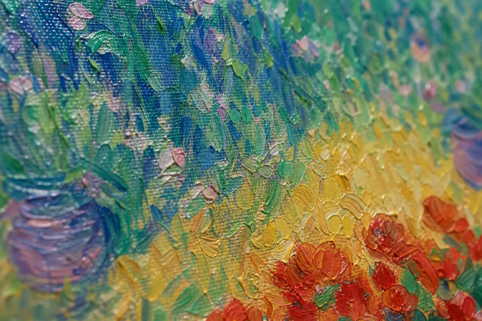 hand painted oil painting on canvas surface with visible impasto texture