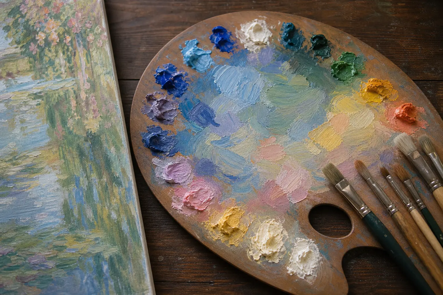 Claude Monet inspired oil color palette