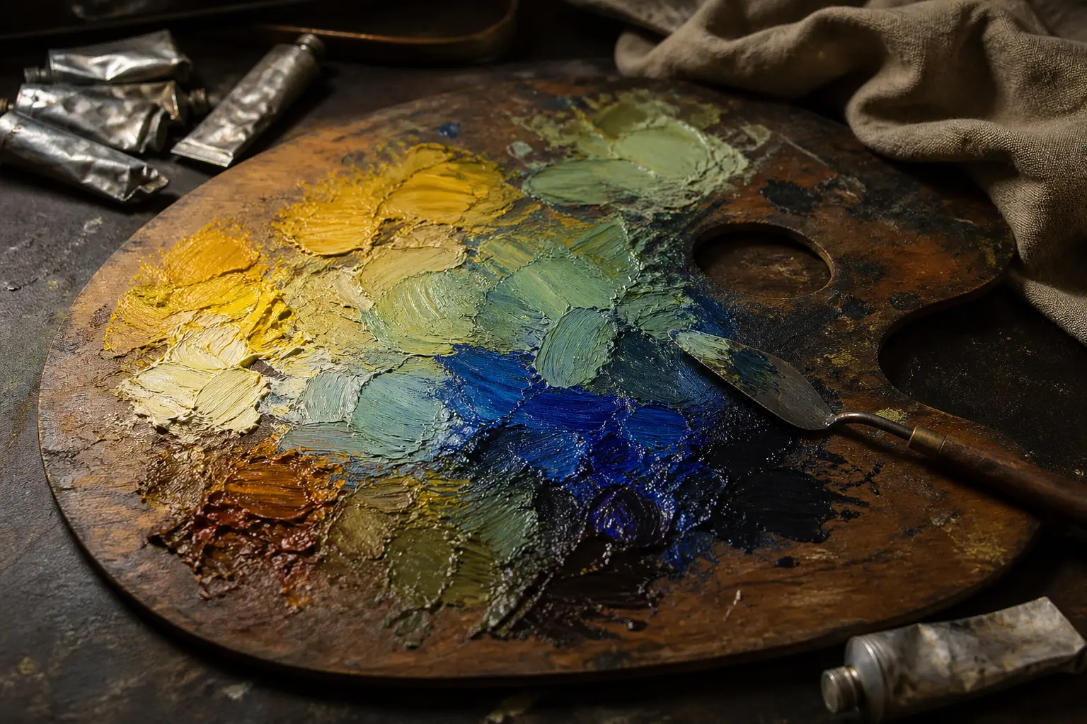 Vincent van Gogh inspired oil color palette